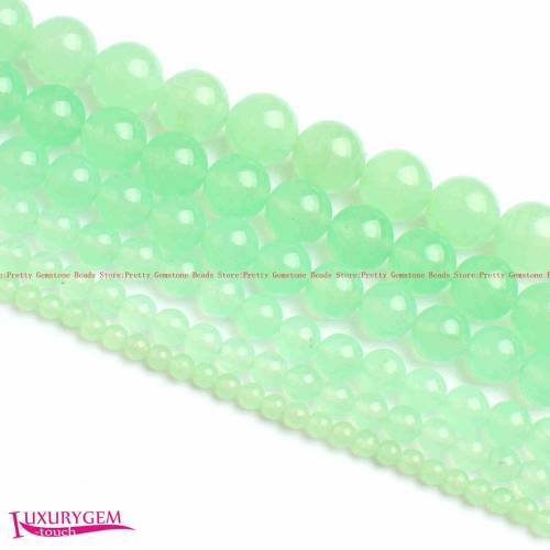 High Quality 4 - 6 - 8 - 10 - 12 - 14mm Smooth Natural Light Green Jades Round Shape Gems Loose Beads Strand 15 Jewelry Making wj382