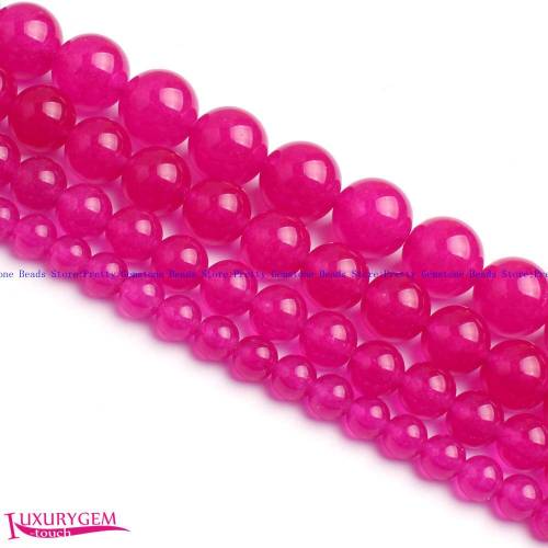 High Quality 4 - 6 - 8 - 10 - 12 - 14mm Smooth Natural Rose Color Jades Round Shape Gems Loose Beads Strand 15 Jewelry Making wj396