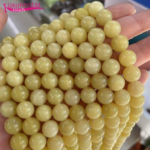 High Quality Natural Lemon Jades Stone Smooth Round Shape Loose Spacer Beads 4/6/8/10mm DIY Jewelry Accessories 38cm sk115