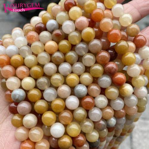 High Quality Natural Multicolor Jades Stone Smooth Round Shape Loose Spacer Beads 4/6/8/10mm DIY Gem Handmade Jewelry 38cm sk158