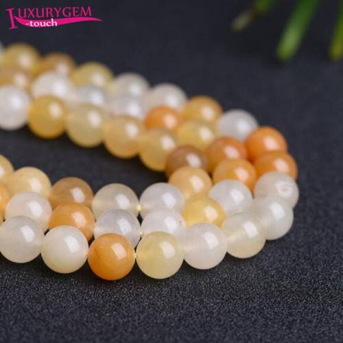 High Quality Natural Yellow White Jades Stone Smooth Round Shape Loose Spacer Beads 4/6/8/10mm DIY Handmade Jewelry 38cm sk136