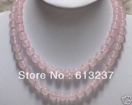 Hot free Shipping new Fashion Style diy 35 8mm Rose chalcedony jades stone necklace Lariat Necklace Fashion Round Beads MY5301