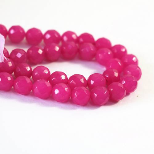 Hot rose red natural stone dyed chalcedony jades 4mm 6mm 8mm 10mm 12mm fashion stone faceted round loose beads diy jewelry B14
