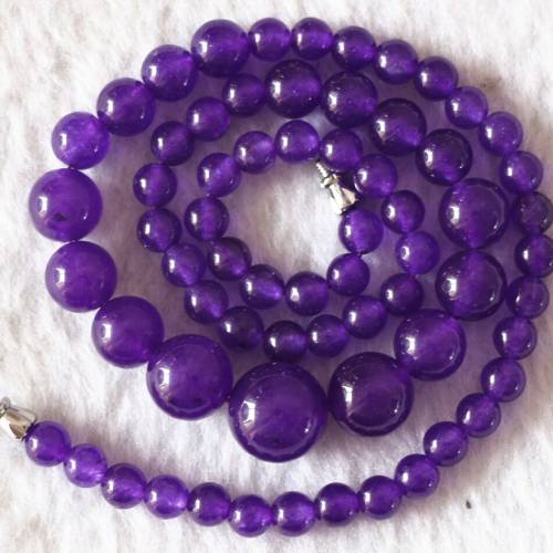 Hot sale women 6-14mm purple jades chalcedony stone round beads tower chain stone necklace elegant charms jewelry 18inch B624-4