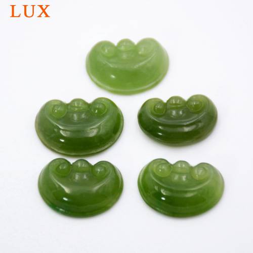 LUX Gold ingot nephrite beads hand carved natural green jades stone ancient Chinese style jewelry finding