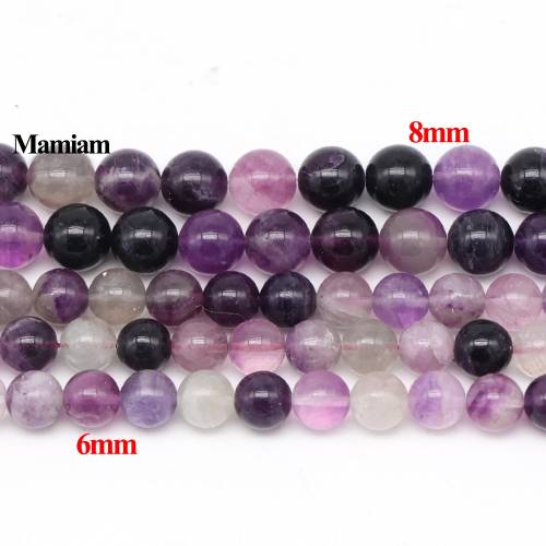 Mamiam Natural Purple Fluorite Beads 6-10mm Smooth Loose Round Stone Diy Bracelet Necklace Jewelry Making Gemstone Gigt Design
