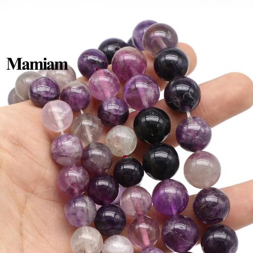 Mamiam Natural Purple Fluorite Beads 6-10mm Smooth Round Loose Stone Diy Bracelet Necklace Jewelry Making Gemstone Gigt Design