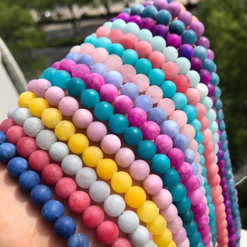 Matte Jades Beads Multiple Colour Natural Stone Round Loose Charm Beads for Bracelets DIY Jewelry Making Bulk 15‘‘ 6/8/10mm