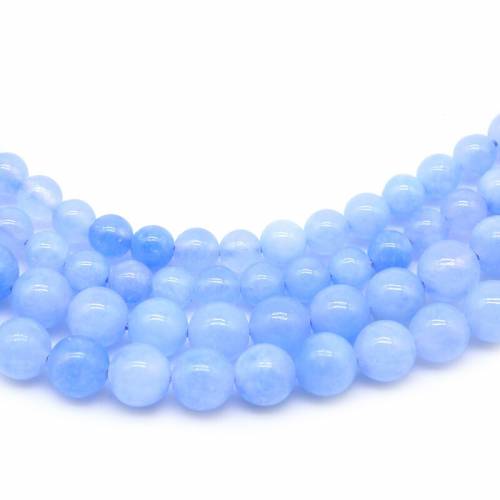 Natural Blue Aquamarine Jades Stone Beads Round Loose Spacer Beads For Jewelry Making DIY Bracelet Necklace Charm 15‘‘ 6/8/10mm