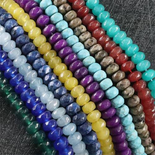 Natural Chalcedony 5x8mm Green Jades Faceted Abacus Loose Beads DIY Gift Accessory Chalcedony Fashion Jewelry Making Parts 15‘‘