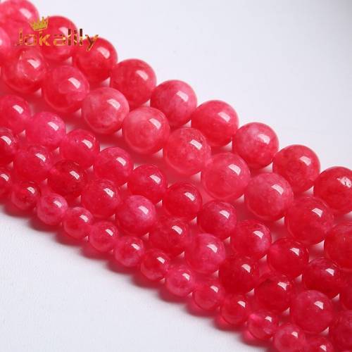 Natural Cherry Tourmaline Jades Beads Round Loose Stone Beads For Jewelry Making DIY Bracelet Accessories 6 8 10 12mm 15 Strand