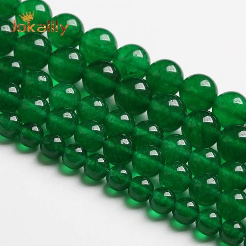Natural Chinese Jades Beads Natural Green Chalcedony Round Loose Beads For Jewelry Making DIY Bracelet 4 6 8 10 12 14mm 15 Inch