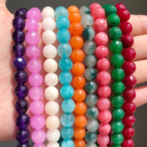 Natural Faceted Green Blue Purple Chalcedony Jades Stone Beads Loose Beads For Jewelry Making DIY Charm Bracelet 4/6/8/10/12MM
