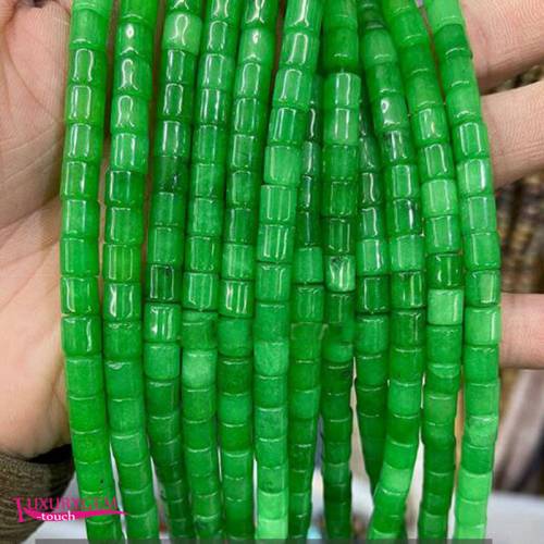 Natural Green Jades Stone Spacer Loose Beads High Quality 6x6mm Smooth Column Shape DIY Gem Jewelry Making 38cm a3750