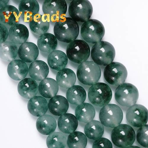 Natural Green Moss Grass Chalcedony Jades Beads Round Loose Charm Beads For Jewelry Making DIY Bracelets Women Necklaces 4-14mm