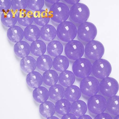Natural Lavender Purple Chalcedony Jades Stone Beads Loose Charm Beads For Jewelry Making DIY Bracelets Women Necklaces 4-14mm