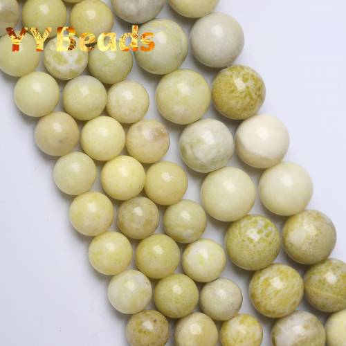 Natural Lemon Jaspers Stone Beads Light Green Jades Round Loose Beads For Jewelry Making Bracelets Women Necklace 4 6 8 10 12mm