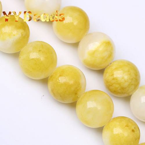 Natural Lemon Yellow Persian Jades Stone Beads Loose Spacer Charm Beads 6-12mm For Jewelry Making DIY Bracelet Earring Wholesale