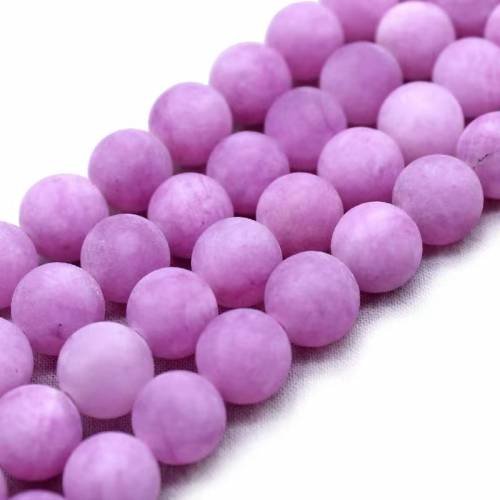 Natural Matte Purple Kunzite Jades Stone Round Spacer Loose Beads For Jewelry Making 15inch DIY Bracelet Necklace