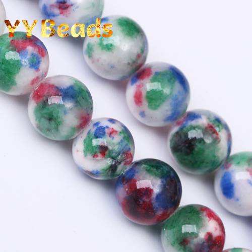 Natural Mixed-color Persian Jades Stone Beads Green Chalcedony 6-12mm Smooth Spacer Beads For Jewelry Making Necklaces Earrings
