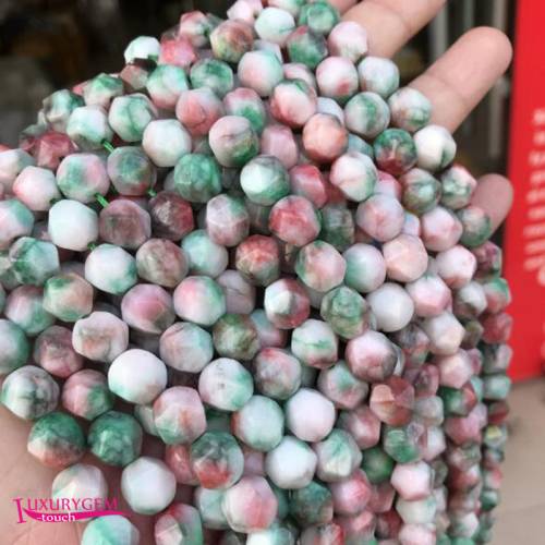 Natural Multicolor Jades Stone Loose Beads High Quality 6/8/10mm Faceted Rhombus Shape DIY Gem Jewelry Accessories 38cm wk396