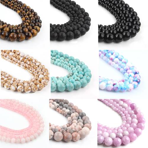 Natural Opal Stone Beads 4-12mm Smooth Turquoise Agates Crystal Glass Jades Round Beads for Jewelry Making DIY Bracelet Necklace
