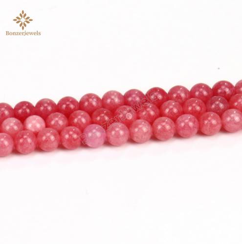 Natural Red Jades Beads Smooth Round Loose Stone Beads For Jewelry Making DIY Earrings Bracelets Accessories 15inches 6/8/10MM