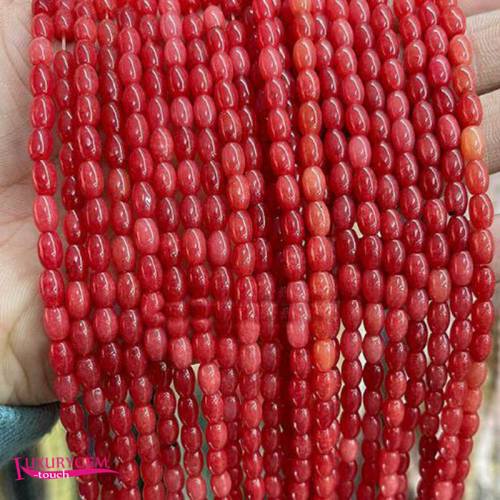 Natural Red Jades Stone Spacer Loose Beads High Quality 4x6mm Smooth Oval Shape DIY Gem Jewelry Making 38cm a3787