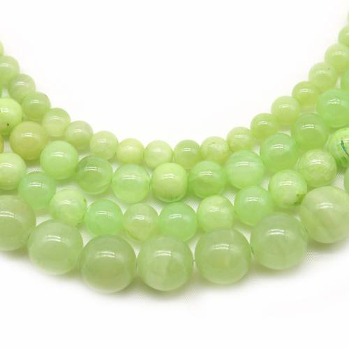 Natural Round Lemon Green Jades Stone Beads Loose Spacer Beads 4/6/8/10mm For Jewelry Making DIY Ear Studs Chrams Bracelet 15‘‘