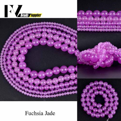 Natural Stone Beads 4 6 8 10 12mm Fuchsia Jades Round Beads for Jewelry Making Diy Handicraft Jewellery Accessories Wholesale