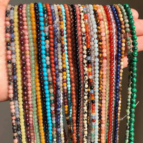 Natural Stone Beads Agates Jades Howlite Crystal Round Pony Tiny Beads for Jewelry Making Beadwork DIY Bracelet 2mm 3mm 4mm 15‘‘