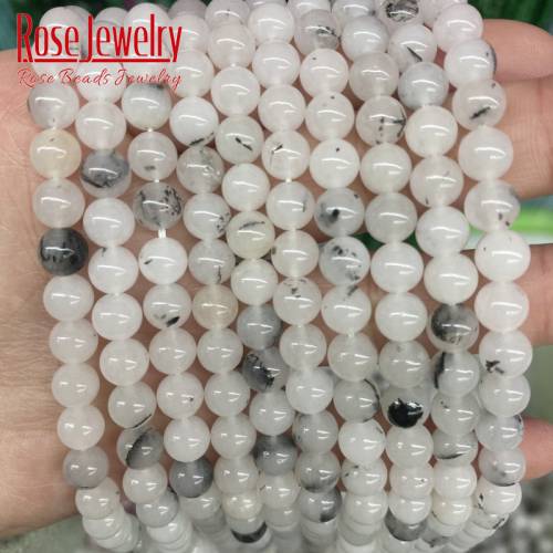 Natural Stone Beads Black And White Jades Round Loose Spacer Beads For Jewelry Making DIY Bracelet Accessorie 6 8 10mm 15Strand