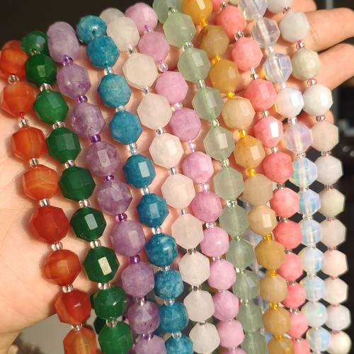 Natural Stone Beads Jades Crystal Faceted Sharp Energy Column Loose Beads for Jewellry Making DIY Bracelets Accessories 15‘‘
