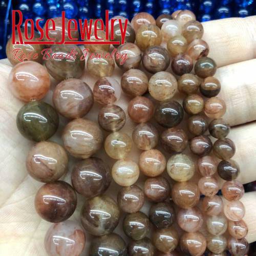 Natural Stone Beads Red Rutilated Jades Beads Loose Spacer Jades Beads 15 6/8/10/12 mm For Jewelry Making DIY Bracelet Necklace