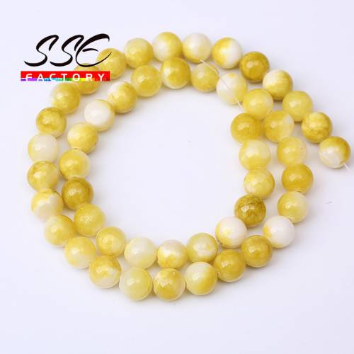 Natural Stone Beads Round Lemon yellow Persian Jades Loose Spacer Beads For Jewelry Making DIY Bracelet Accessories 15‘‘ 6-12mm