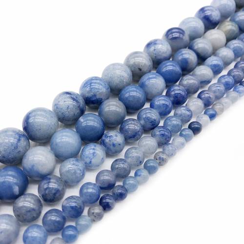 Natural Stone Blue Aventurine Jades Dumortierite Beads For Jewelry Making DIY Material 4/ 6/8/10/12mm Strand 15‘‘ Wholesale