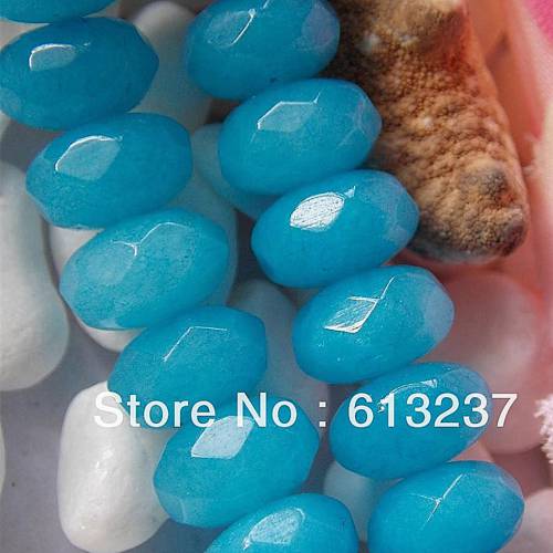 Natural Stone Dyed Blue 5X8mm chalcedony jades Faceted Abacus Rondelle Loose Beads Women Jewelry Making Findings 15inch MY4193
