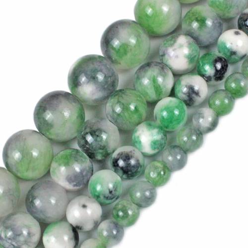 Natural Stone Green Black Persian Jades Beads Round Loose Spacer Beads 15Strand 6/8/10/12 MM For Jewelry Making DIY Bracelet