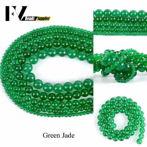 Natural Stone Green Jades Round Beads for Jewelry Making 4 6 8 10 12mm Gem Beads diy Handicraft Accessories Wholesale 15inches