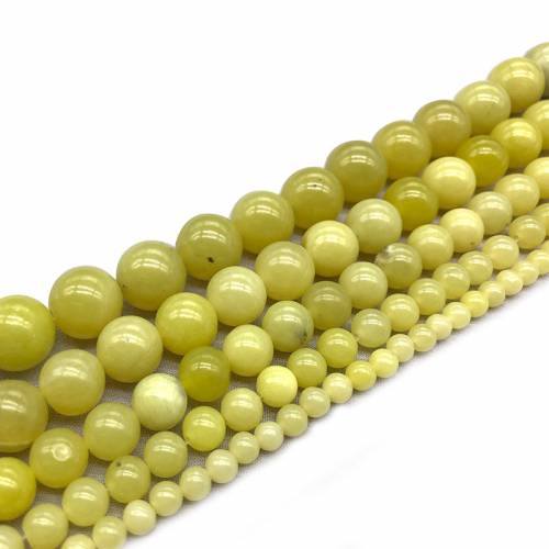 Natural Stone Lemon Yellow Jades Round Loose Spacer Beads For Jewelry Making 4/6/8/10/12mm DIY Handmade Bracelets 15‘‘Strand