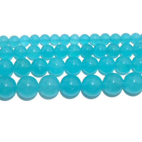 Natural Stone Light Blue Chalcedony Jades Beads 6 8 10 12 MM Pick Size For Jewelry Making DIY Bracelet Necklace Material
