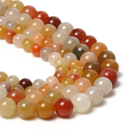 Natural Stone Matte/Smooth Golden Silk Jades Beads Round Loose Spacer Beads for Jewelry Makig DIY Charm Bracelets Necklaces 15‘‘