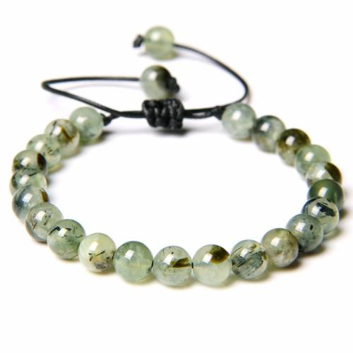 Natural Stone Prehnites Beads Bracelet Green Quratz Jades Beaded Braided Bracelet Adjustable for Women Men Energy Jewelry Gifts