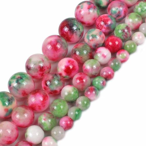 Natural Stone Red Green Persian Jades Beads Round Loose Spacer Beads 15Strand 6/8/10/12 MM For Jewelry Making DIY Bracelet