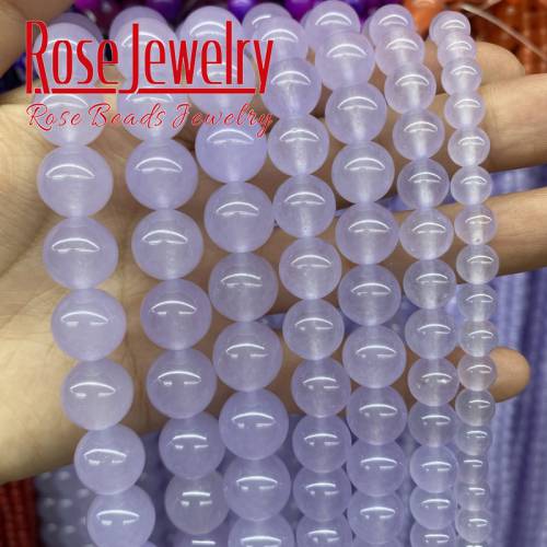 Natural Stone Violet Chalcedony Jades Beads Round Loose Spacer Beads 4mm -14mm 15Strand For Jewelry Making DIY Charm Bracelet