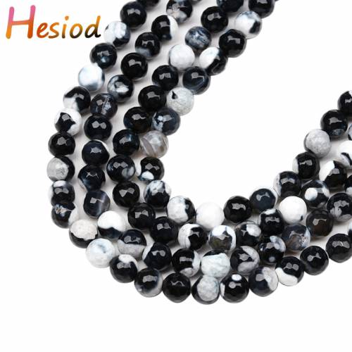 Natural Stone white black Chalcedony Jades Beads Round Loose Spacer Beads For Jewelry Making 6/8mm DIY Handmade Bracelets