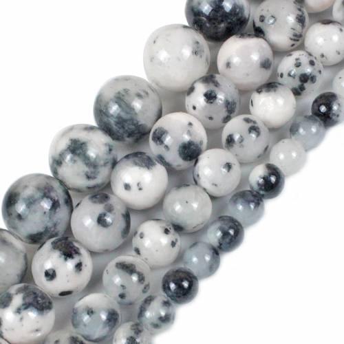 Natural Stone White Black Persian Jades Beads Round Loose Spacer Beads 15Strand 6/8/10/12 MM For Jewelry Making DIY Bracelet