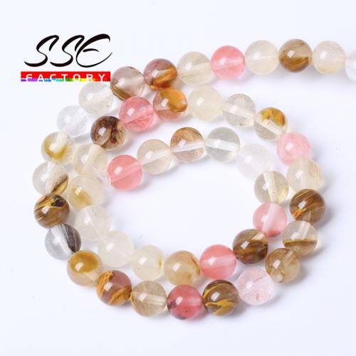 Natural Watermelon Stone Tourmaline Beads Jades Crystal Round Loose Beads 15Strand 4 6 8 10 12mm for Jewelry Making Bracelet