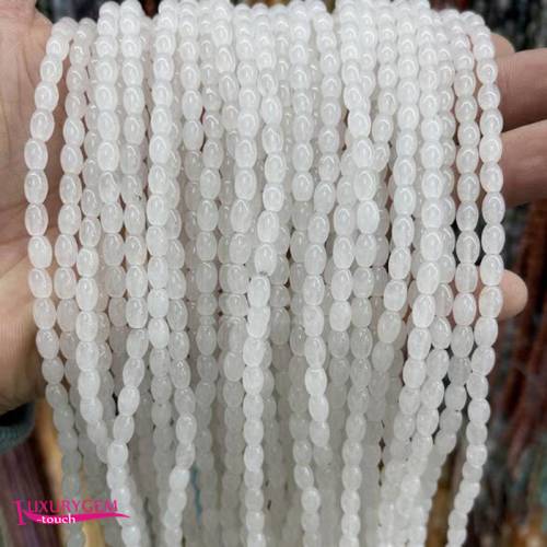 Natural White Jades Stone Spacer Loose Beads High Quality 4x6mm Smooth Oval Shape DIY Gem Jewelry Making 38cm a3772