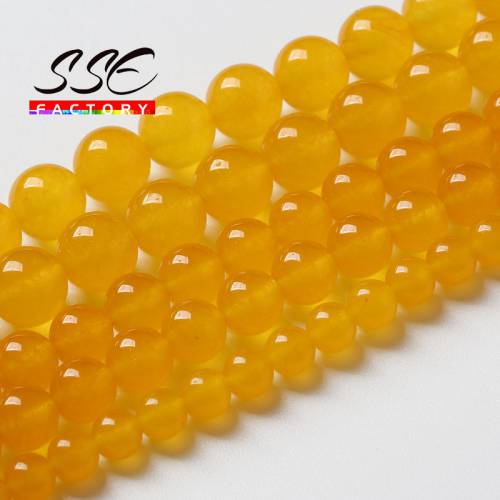 Natural Yellow Jades Beads Stone Round Loose Beads For Jewelry Making DIY Bracelet Necklaces Accessories 4 6 8 10 12mm 15strand